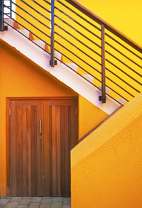 Geometric Yellow and Orange Stairway Poster Print by Tom Haseltine