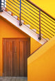 Geometric Yellow and Orange Stairway Poster Print by Tom Haseltine