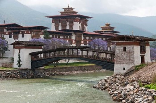 Punakha Dzong Palace Poster Print by Jaynes Gallery, showcasing Bhutan's architectural beauty.