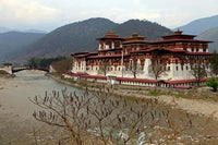 Punakha Dzong poster print showcasing the beauty of Bhutan's architecture.