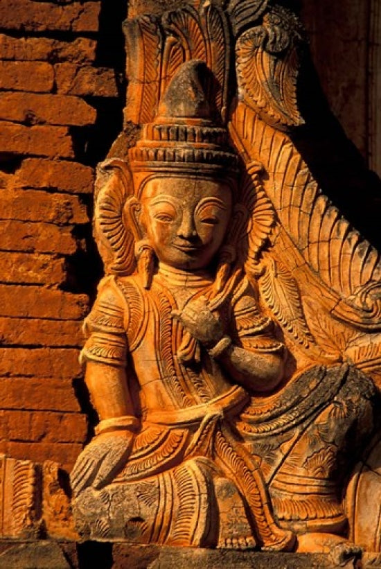 Buddha Carving at Ancient Ruins of Indein Stupa Complex, Myanmar Poster Print