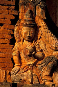 Buddha Carving at Ancient Ruins of Indein Stupa Complex, Myanmar poster print.