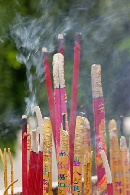 Incense burning at Big Wild Goose Pagoda in Xian, China poster print
