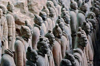 Three Rows of Qin Terra Cotta Warriors Poster Print by Adam Jones.