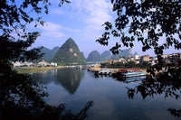Limestone Mountains and Li River Poster Print by Bill Bachmann