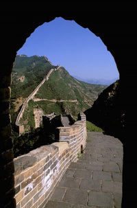 Great Wall of China viewed through doorway poster print by Bill Bachmann
