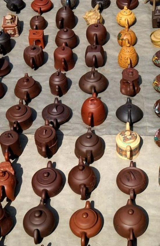 Yixing teapots for sale at a street market in Jinan, China poster print.