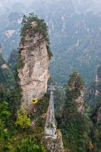 Cable Car to Yellow Stone Stronghold Village poster print showcasing Zhangjiajie National Forest Park.