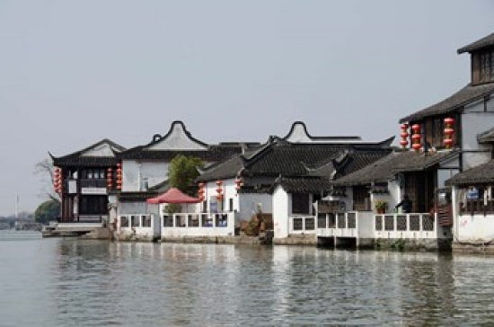 Zhujiajiao village riverfront homes poster print by Cindy Miller Hopkins