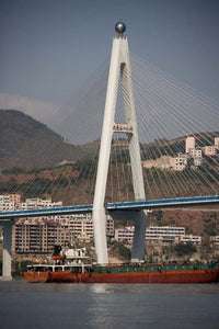 River Port in Badong Suspension Bridge over Yangzi Poster Print by Dave Bartruff.