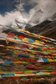 Prayer Flags at Milk Lake in Yading Natural Area, China Poster Print