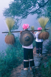 Zhuang Girls Carrying Hay Art Print by Keren Su - Beautiful cultural scene