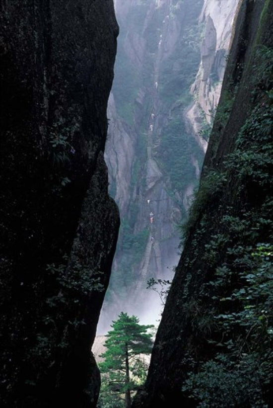 Sheer Cliffs on Mt Huangshan Art Print showcasing stunning natural landscape.