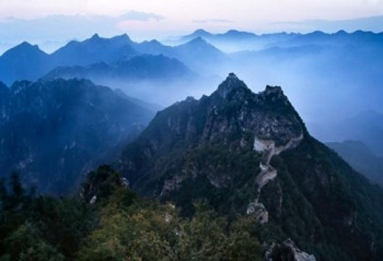 Great Wall in Early Morning Mist by Keren Su Poster Print