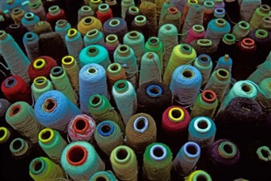 Spools of Yarn poster print by Keren Su, colorful and vibrant art.