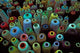 Spools of Yarn poster print by Keren Su, colorful and vibrant art.