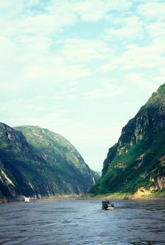 Landscape of Wu Gorge Poster Print by Keren Su, featuring the beautiful Yangtze River scenery.