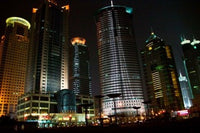 Night View of Highrises, Shanghai, China Poster Print by Keren Su