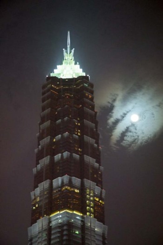 Night View of Jinmao Building in Shanghai Poster Print