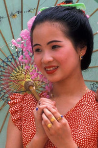 Portrait of Water Dai Girl With Umbrella Art Print by Keren Su