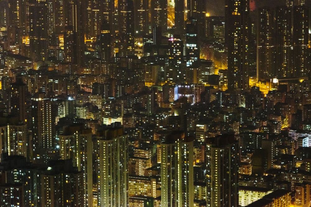 Skyline in Downtown Hong Kong at Dusk Poster Print by Keren Su