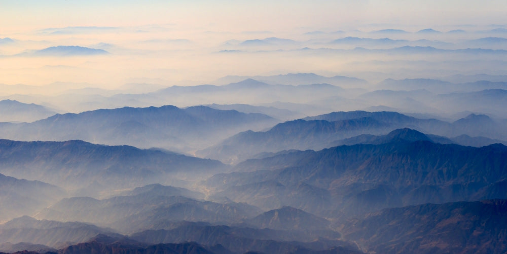 Aerial view of mountains in China poster print by Keren Su