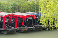 Poster print of boats with willow trees on the Grand Canal in Nanxun Ancient Town, Zhejiang Province, China by Keren Su.
