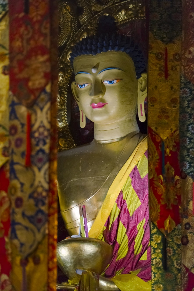Buddhist statue in Tagong Monastery Poster Print by Keren Su