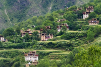 Poster print of Tibetan houses in the mountains of Zhonglu Village, China