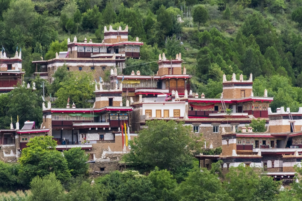 Tibetan village in the mountains poster print by Keren Su