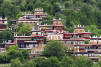 Tibetan village in the mountains poster print by Keren Su