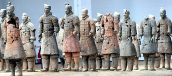 Terra Cotta Warriors and Pits Poster Print by Kymri Wilt, showcasing ancient Chinese art.