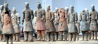 Terra Cotta Warriors and Pits poster print by Kymri Wilt, showcasing ancient Chinese sculptures.