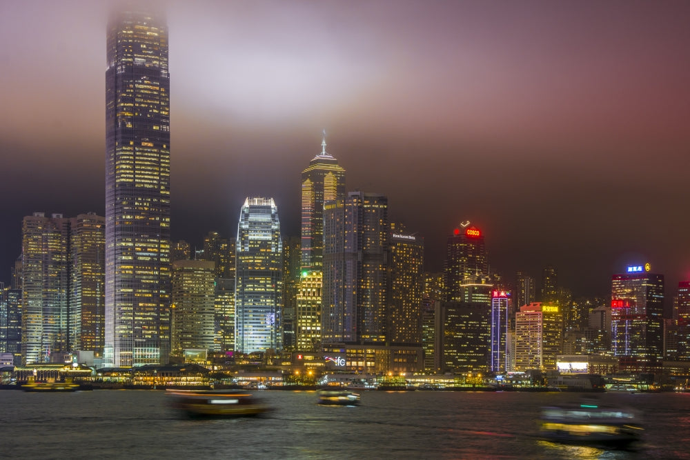 Hong Kong Island skyline and Victoria Harbour poster print by Michael DeFreitas.