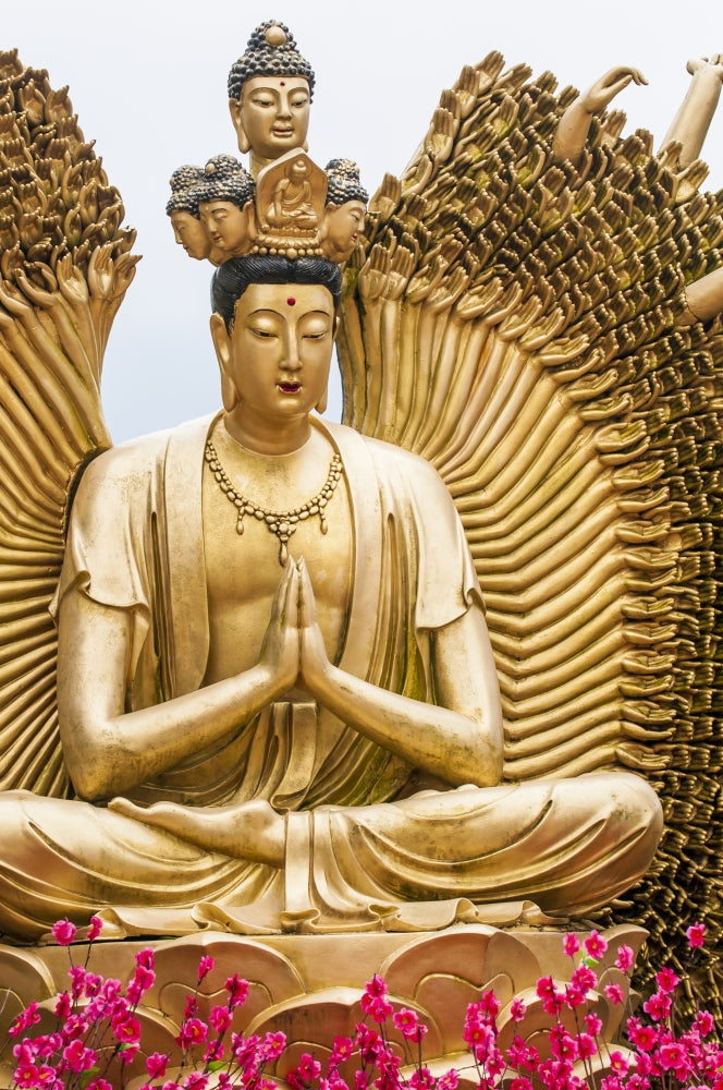 Ten Thousand Buddhas Monastery Poster Print by Michael DeFreitas showcasing serene architecture.