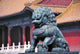 Lion statue guarding the Forbidden City poster print