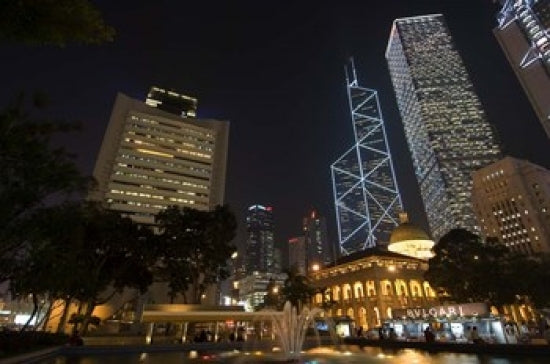 City Skyline Poster Print featuring Statue Square, Hong Kong by Sergio Pitamitz
