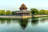 Arrow Watchtower Poster Print by William Perry, Beijing, China, showcasing the Forbidden City moat and canal.