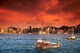Hong Kong Harbor at Sunset Poster Print by Bill Bachmann