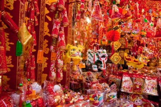Chinese Ornaments Poster Print by Julie Eggers featuring vibrant designs from Hong Kong.