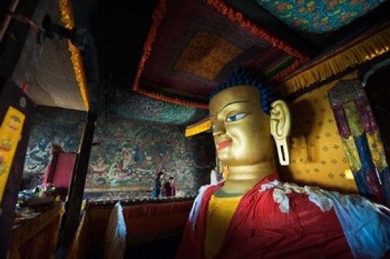 Golden Buddha Poster Print from Shey, Ladakh, India by Anthony Asael