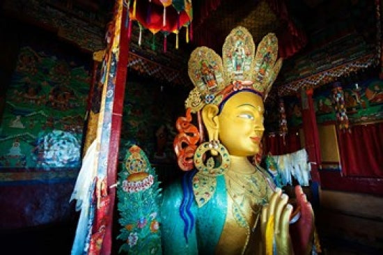 Golden Maitreya Buddha Poster Print from Thiksey Monastery in Ladakh, India.