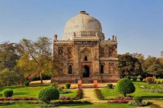 Mosque of Sheesh Gumbad poster print showcasing intricate architecture in Lodhi Gardens, New Delhi.