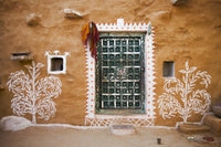Traditional desert house exterior poster print showcasing Rajasthan architecture
