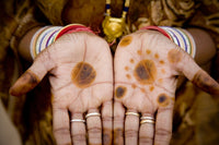 Poster print of woman's hands with henna coloring in Rajasthan, India.