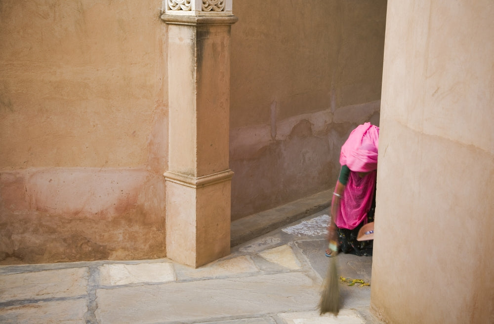 India Rajasthan Woman Sweeping Poster Print by Jaynes Gallery
