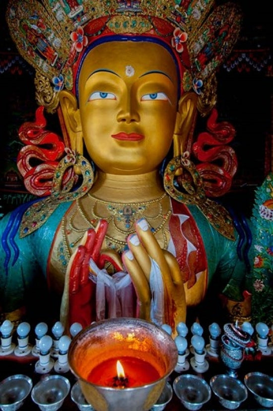 Maitreya Buddha at Thiksey Monastery poster print by Ellen Clark