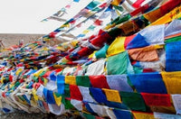 Namshangla Pass Prayer Flags Poster Print by Ellen Clark, showcasing vibrant prayer flags in Ladakh.