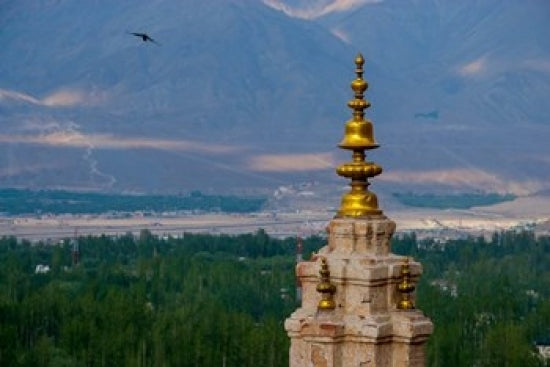 Gonpa Soma Jokhang Spire Poster Print by Ellen Clark showcasing intricate architecture.
