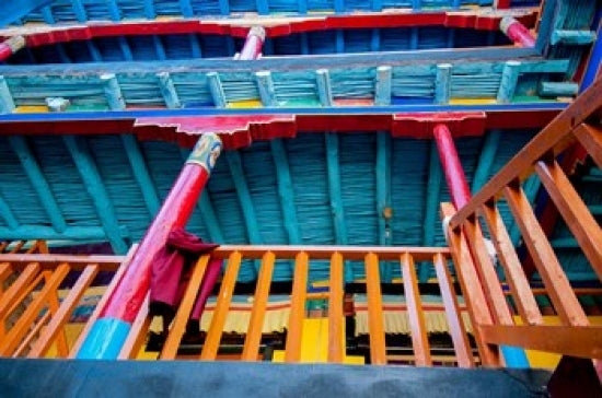 Brightly painted building detail from Shey Palace in Ladakh, India poster print.